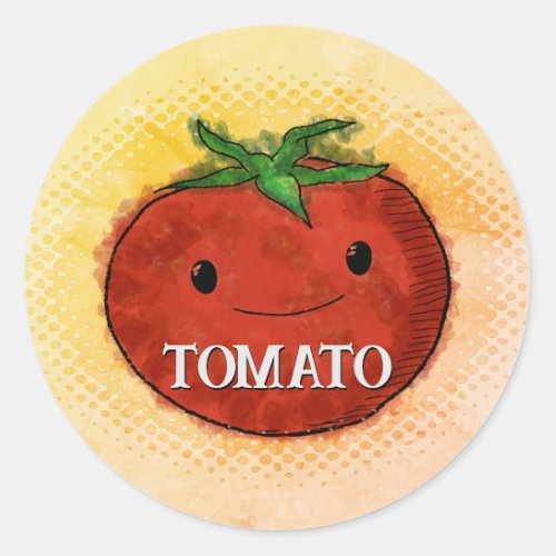 Cute Tomato Watercolor Vintage Print Style Classic Round Sticker