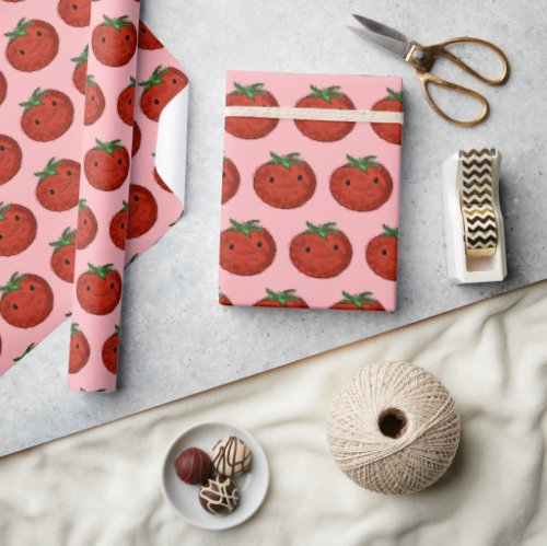 Cute Tomato Watercolor Wrapping Paper