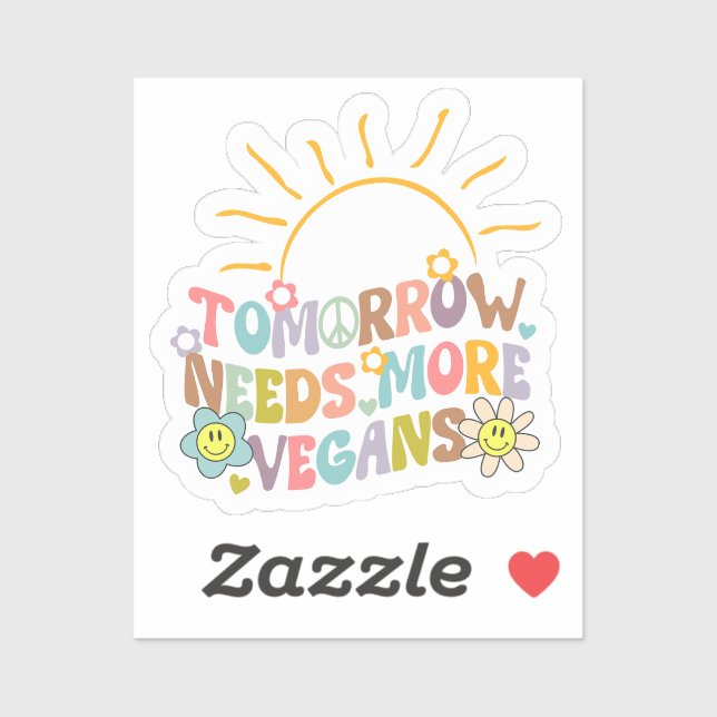 Cute Tomorrow Needs More Vegans, Retro  Sticker (Sheet)