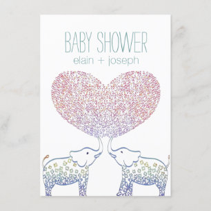 Cute Tons of LOVE Elephant Baby Shower Neutral Invitation