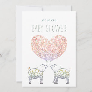 Cute Tons of LOVE Elephant Heart BABY SHOWER Invitation