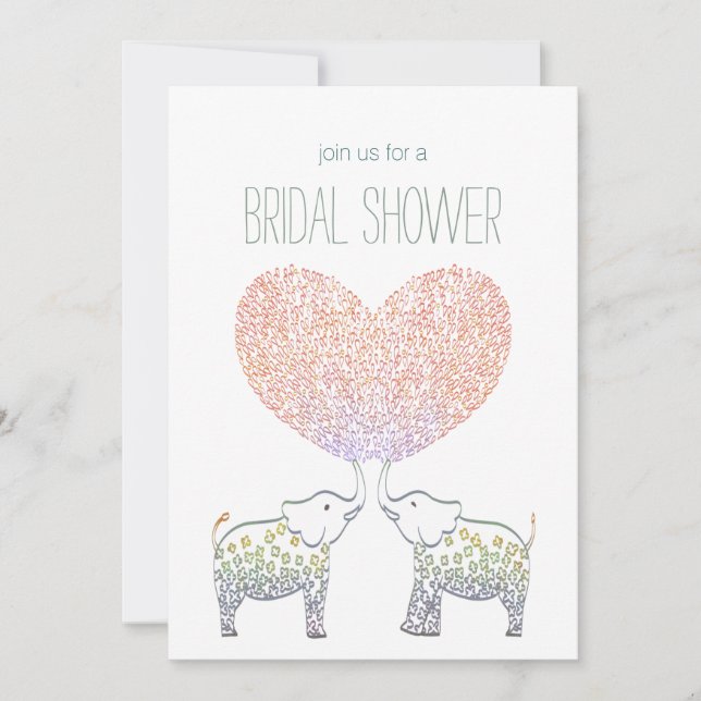 Cute Tons of LOVE Elephant Heart BRIDAL SHOWER Invitation (Front)