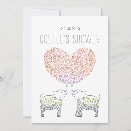 Cute Tons of LOVE Elephant Heart COUPLES SHOWER  Invitation