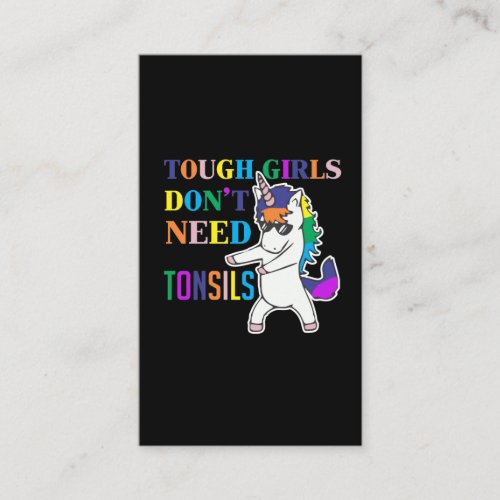 Cute Tonsil Removal Surgery Unicorn Girl Recovery Business Card