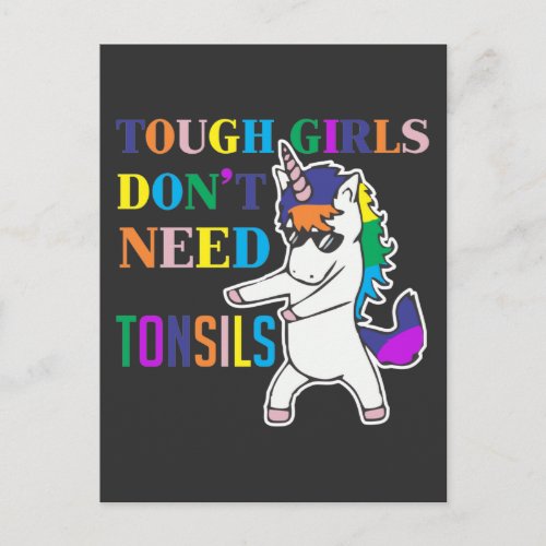 Cute Tonsil Removal Surgery Unicorn Girl Recovery Postcard