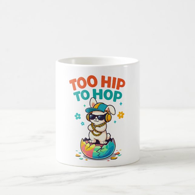 Cute Too Hip to Hop Bunny Artwork Coffee Mug (Center)