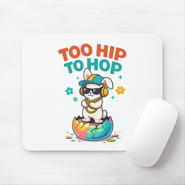 Cute Too Hip to Hop Bunny Illustration Mouse Pad (With Mouse)
