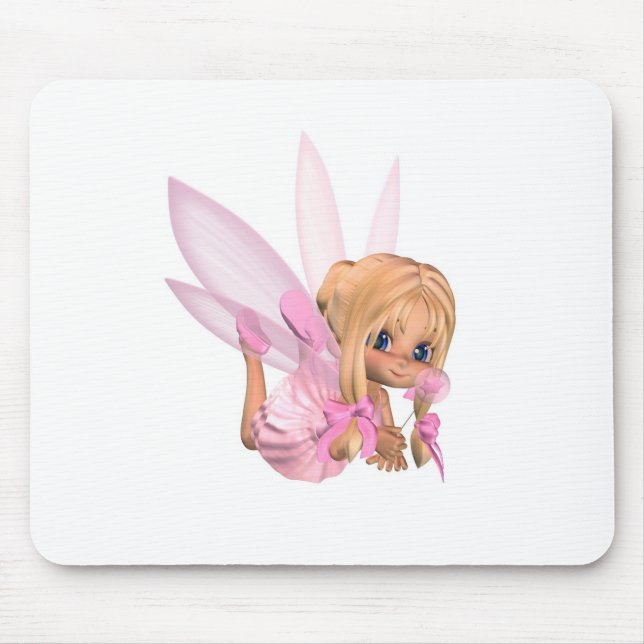 Cute Toon Ballerina Fairy in Pink - lounging Mouse Pad (Front)