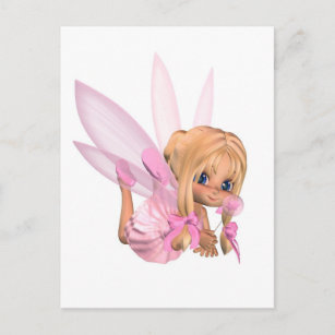 Cute Toon Ballerina Fairy in Pink - lounging Postcard