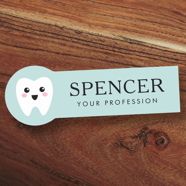 Cute tooth aqua blue dentist dental clinic name ta tag (Creator Uploaded)