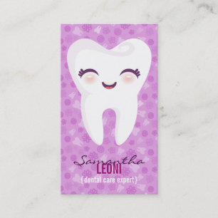 Cute Tooth - Brite Purple Custom Vertical Bizcards Business Card