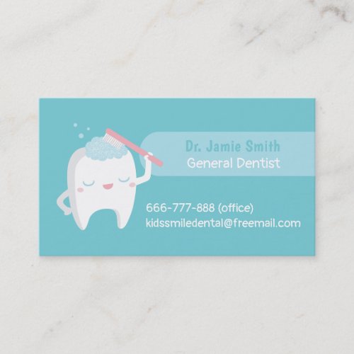 Cute Tooth Brushing With Toothbrush Dentist Business Card