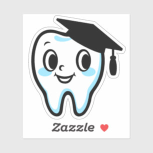 Cute tooth character wearing a mortarboard sticker