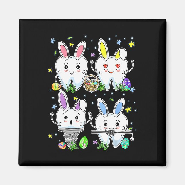 Cute Tooth Dental Squad Dental Assistant Easter Da Magnet (Front)