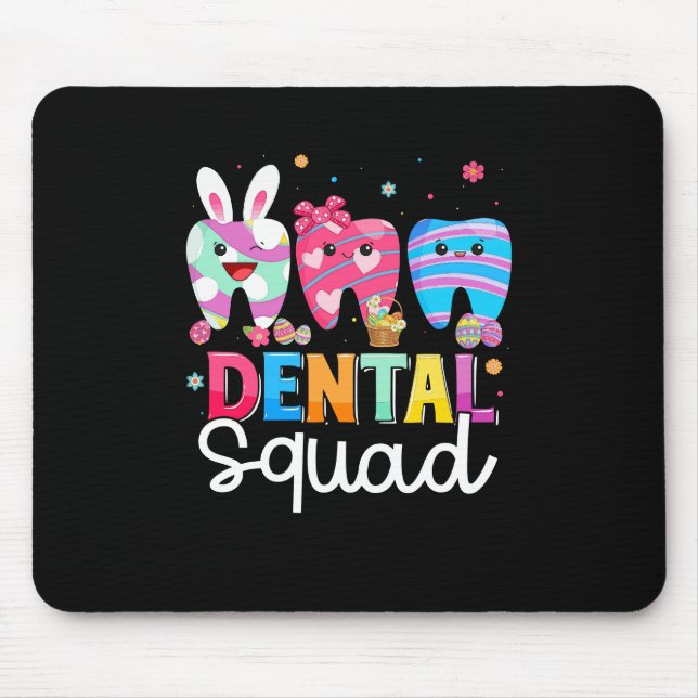 Cute Tooth Dental Squad Dental Assistant Eggs East Mouse Pad (Front)