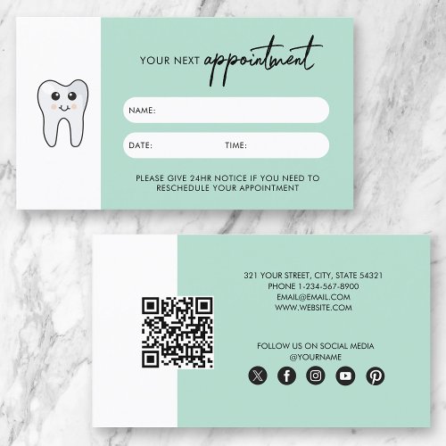 Cute Tooth Dentist Doctor Appoint Card