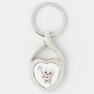 Cute Tooth Dentist Heart Keychain Dental Gift