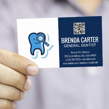 Cute Tooth Dentist Icon | Qr Scan Code Business Card by lovely_businesscards at Zazzle