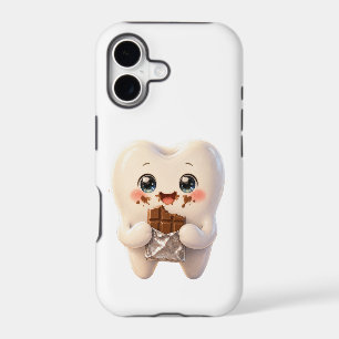 Cute Tooth Eating Chocolate Kawaii Dental Phone Ca iPhone 17 Case