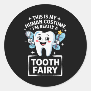 Cute Tooth Fairy Costume For Men Women Kids Teeth Classic Round Sticker