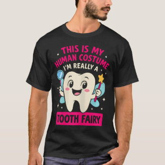 Cute Tooth Fairy Costume Women Kids Teeth Toothfai T-Shirt