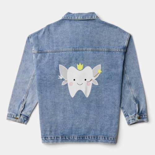 Cute Tooth Fairy Dental Tees For Kids And Toddlers Denim Jacket
