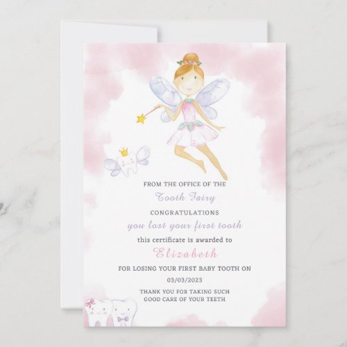 Cute Tooth Fairy Letter Invitation