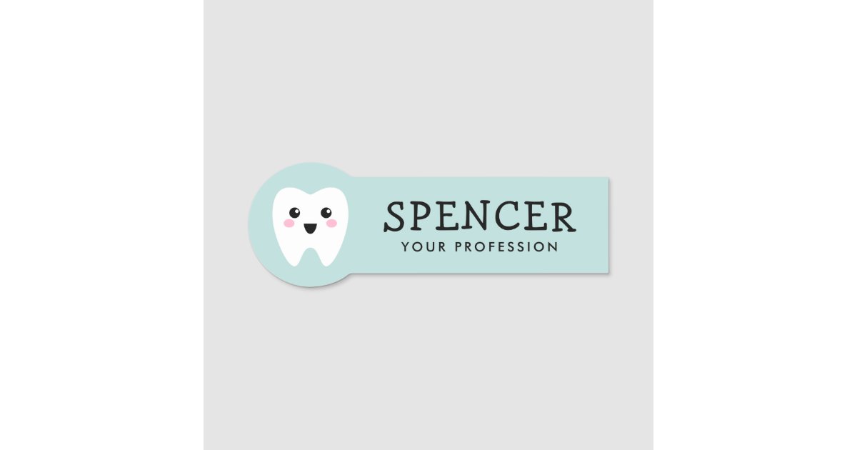 Cute tooth family dentist dental clinic name tag