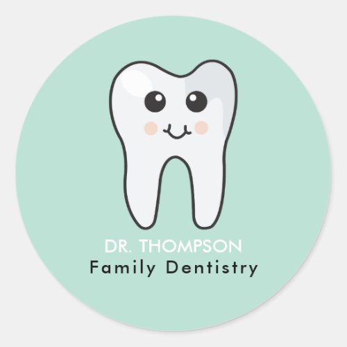 Cute Tooth Family Dentistry Classic Round Sticker