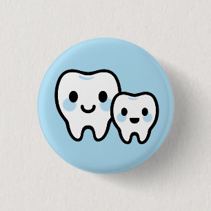 Cute Tooth Family – Smiling Parent & Child Design Button