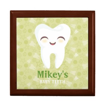 Cute Tooth - Green Custom Baby Teeth Keepsake Box by creativekid at Zazzle