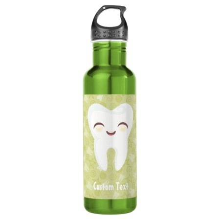 Cute Tooth - Green Custom Stainless Steel Water Bottle