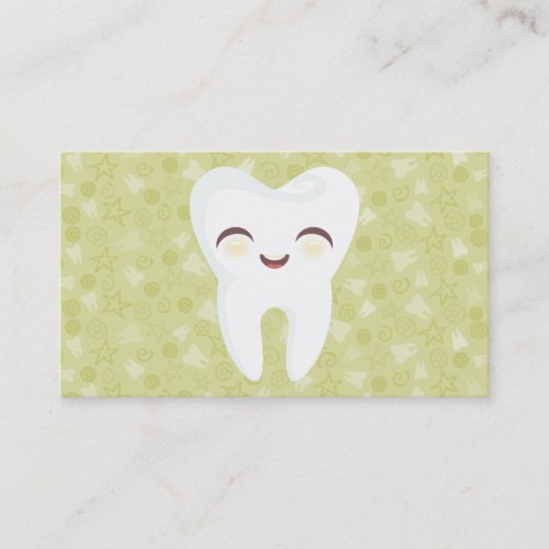 Cute Tooth - Green Personalized Business Cards