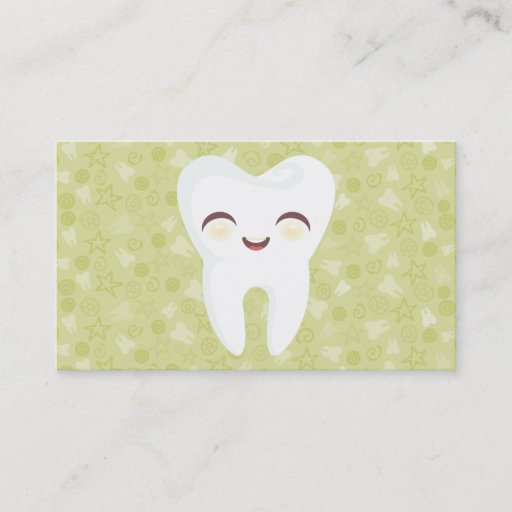 Customizable Cute Tooth - Green Personalized Business Cards