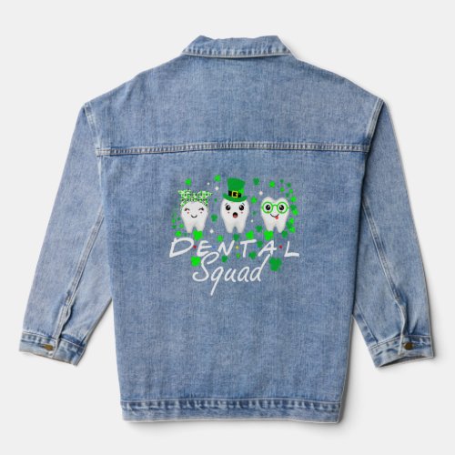 Cute Tooth Leprechaun Hat Dental Squad St Patrick Denim Jacket