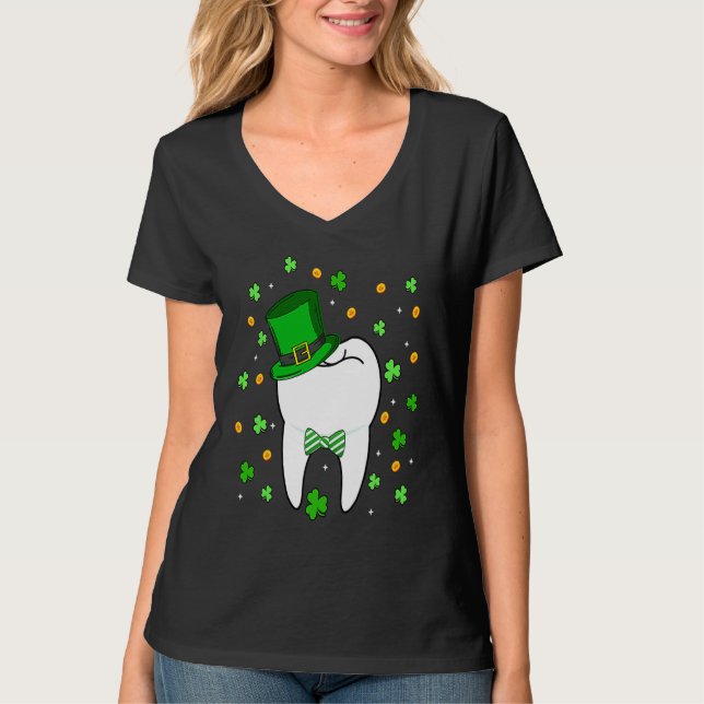 Cute Tooth Leprechaun Hat Dental Squad St Patrick' T-Shirt (Front)