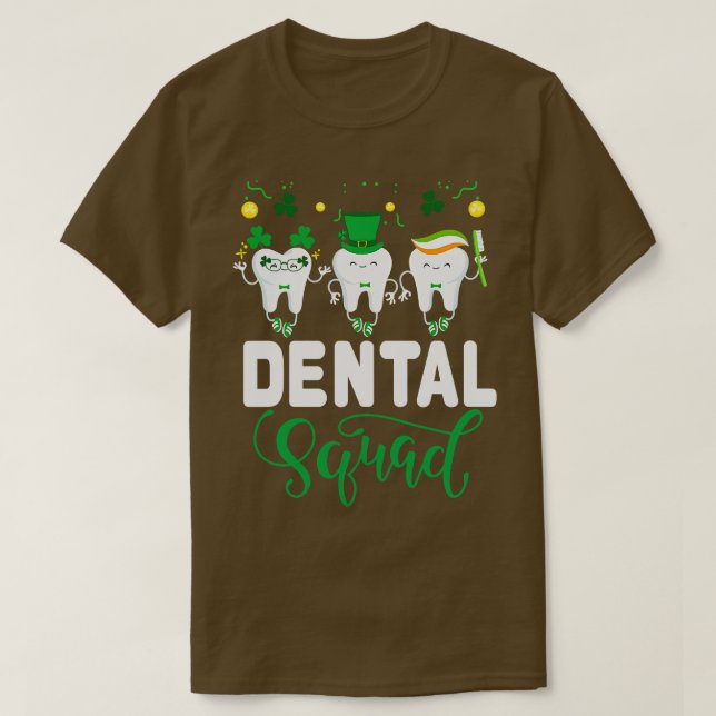 Cute Tooth Leprechaun Hat Dental Squad St Patricks T-Shirt (Design Front)