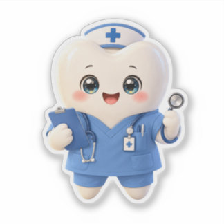 Cute Tooth Nurse Sticker Sheet | Dental Gift