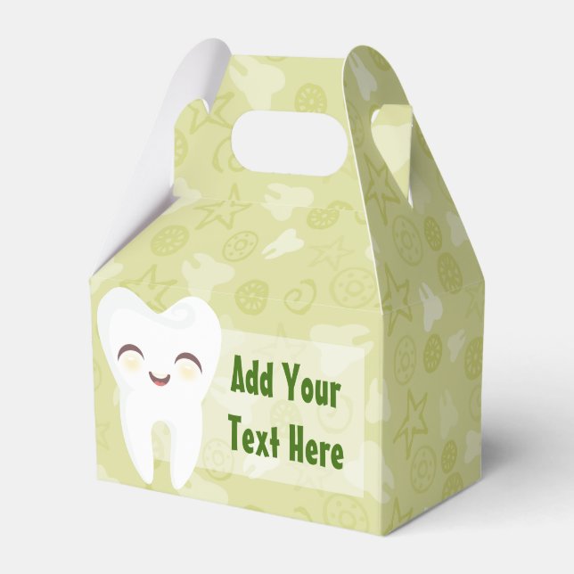 Cute Tooth on Green - Custom Party Favor Box (Front Side)