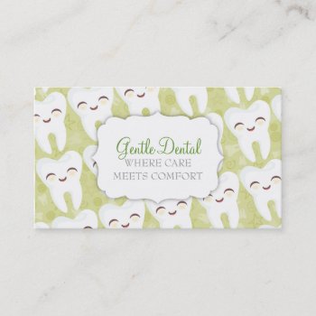 Cute Tooth Pattern - Green Custom Business Cards by creativekid at Zazzle
