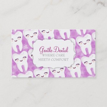 Cute Tooth Pattern - Purple Custom Business Cards by creativekid at Zazzle