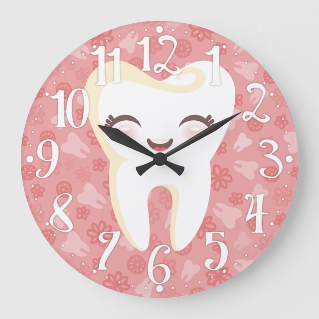 Cute Tooth - Pink Wall Clock (Front)