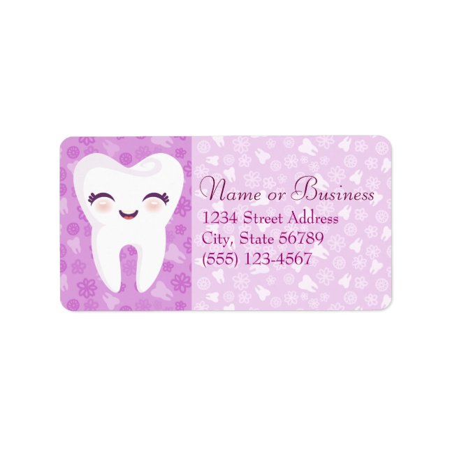 Cute Tooth - Purple Custom Address Labels (Front)