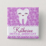 Cute Tooth - Purple Custom Name Badge Button at Zazzle