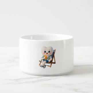 Cute Tooth Relaxing on Beach Dinner Bowl | Fun Art