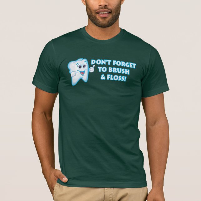 Cute Tooth Reminder Brush & Floss T-Shirt (Front)