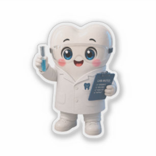 Cute Tooth Scientist Sticker Sheet Dental Lab Co