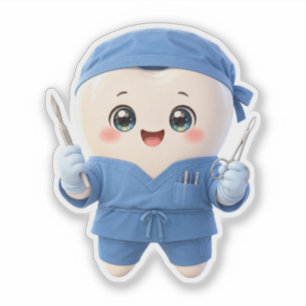 Cute Tooth Surgeon Sticker – Funny Dentist Gift