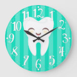 Cute Tooth - Teal Striped Dental Wall Clock at Zazzle