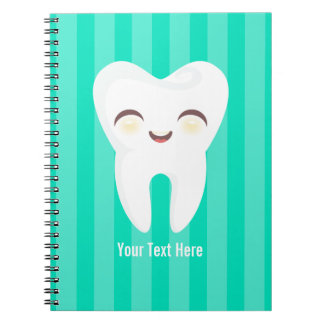 Cute Tooth - Teal Stripes Custom Notebook